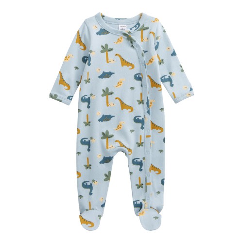 NORDSTROM Kids' Nordstrom Baby Print Footie, Blue Flax Dinos