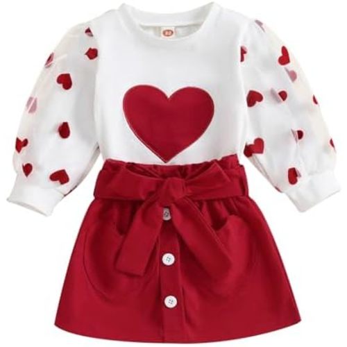 fhutpw Baby Toddler Girl Outfits Fall Winter Clothes Turtleneck Knitted Cotton Long Sleeves Tops & Button Mini Skirts Set