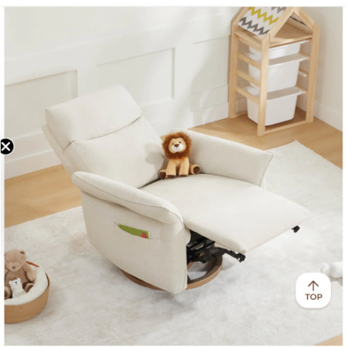 Vinca Power Swivel Nursery Glider Recliner with Power Lumbar & Headrest