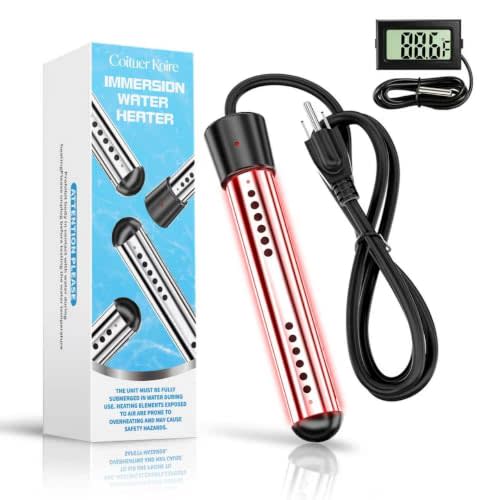 2000W Immersion Water Heater with Digital Thermometer, Portable Bucket Heater with Auto Shut-Off & 304 Stainless Steel Guard, Rapid Heating for Inflatable Pool, Bathtub & Home Use