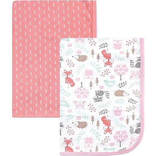 Hudson Baby Unisex Baby Cotton Swaddle Blankets, Woodland Fox, One Size