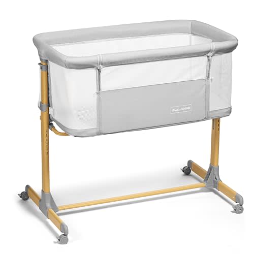 3 in 1 Baby Bassinet with Wheels, Portable Bedside Sleeper for Baby with 6 Adjustable Heights and Foam Mattress, Baby Bedside Crib for Newborns and Infants with Storage Basket