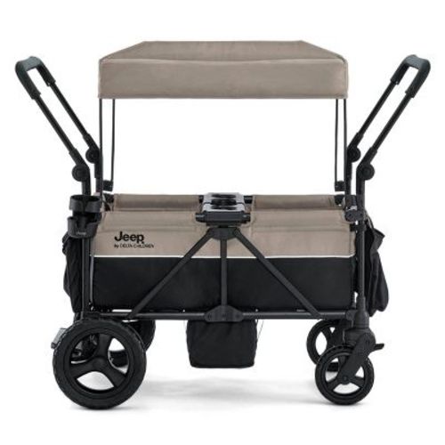 Jeep Wrangler Mojave All-Terrain 2- Seater + Stroller Wagon with Built-In Standing Board by Delta Children - Tan/Black