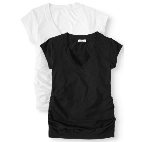 Oh! Mamma Maternity Women's V-Neck T-Shirt, 2-Pack (Women's & Women's Plus)