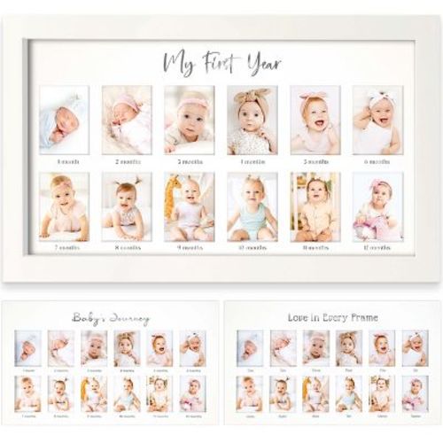 Nova Baby's First Year Photo Frame, 12 Months Newborn Baby Picture Frame, Monthly Birthday Milestone Collage