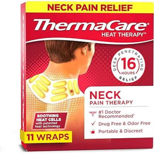 ThermaCare Heat Wraps for Neck & Shoulder Pain Relief - Portable Adhesive Heating Pads with 16-Hour Therapeutic Heat - Drug-Free Muscle & Joint Soothing Patches - Large - (Pack of 11)