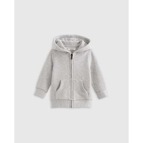 SuperSoft Fleece Zip Up Hoodie in Heather Grey