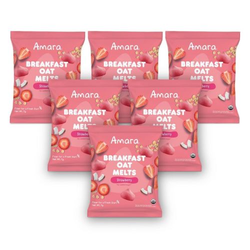 Amara Organic Breakfast Oat Melts Strawberry Baby Snack - 7g