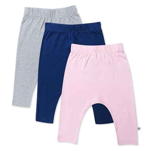 HonestBaby Unisex-Baby Multipack Harem Pants Roomy Fit Pull on Bottoms 100% Organic Cotton for Baby Boys, Girls