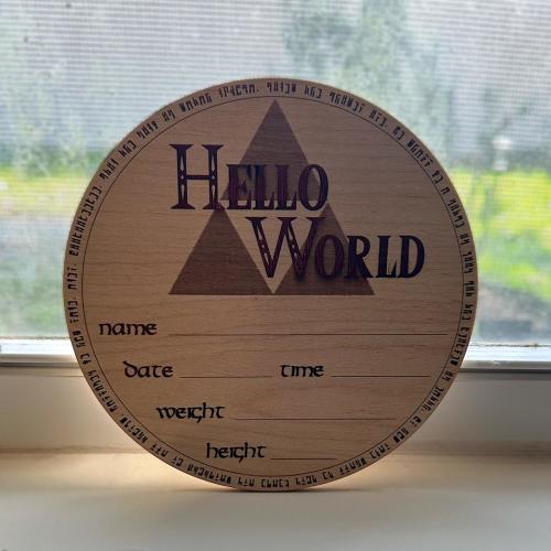 Zelda-Themed “Hello World” Baby Announcement Sign