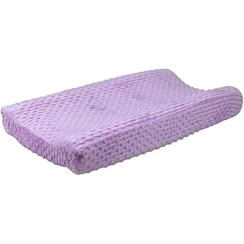 Zoe Solid Purple Plush Minky Dot Baby Changing Pad Cover