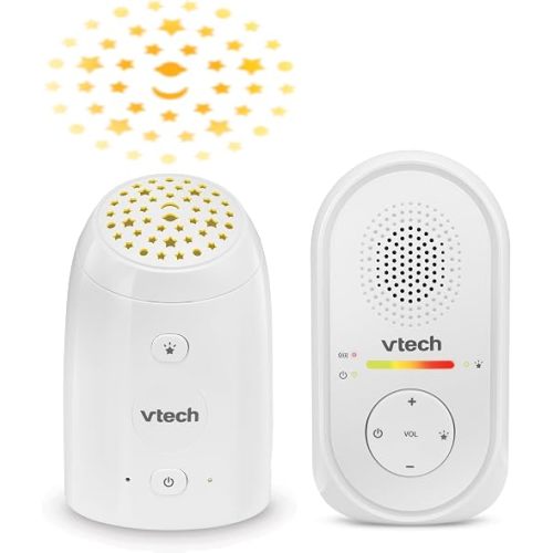 VTech TM8112 Audio Baby Monitor with Glow-on-Ceiling Starry Night Light, 8-Hour Rechargeable Battery, 1000ft Range & Belt Clip