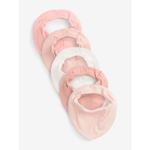 Pink 5 Pack Baby Dribble Bibs