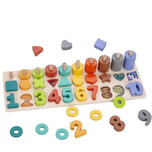 3in1 Montessori Wooden Puzzle Toy 2+ Year Old, 75 pc,Color Number Sorting,Stacking Intellectual Cognitive Development Toy for Toddler,Kid,Preschool Nursery Educational Learning Classrom Activities
