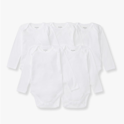 Burt's Bees Baby Bodysuits, Short Sleeve and Long Sleeve One-Pieces, 100% Organic Cotton, Pack of 5