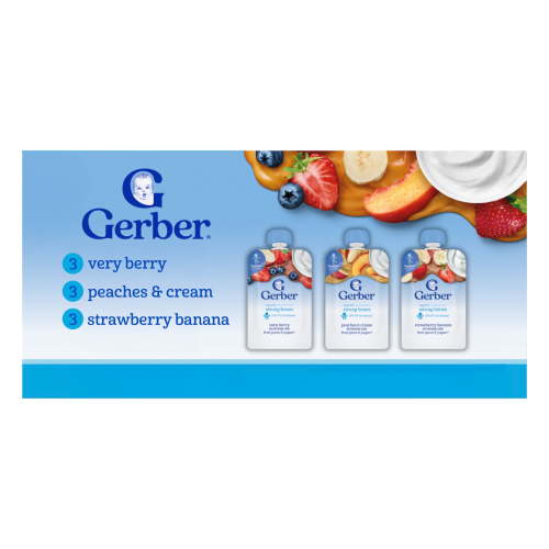 Gerber Toddler Food Fruit and Yogurt Smoothie Puree Variety Pack 3.5 oz Pouches