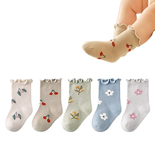 WATOCHE Baby Girls Socks Toddlers Ruffle Socks Girl's Frilly Dress Socks Baby Summer Mesh Socks Solid Crew Socks