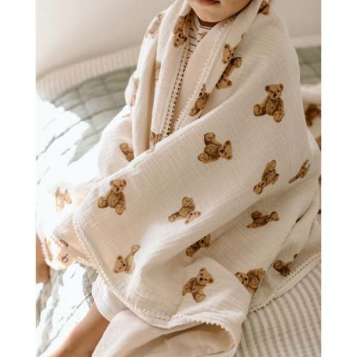 Teddy Muslin Blanket