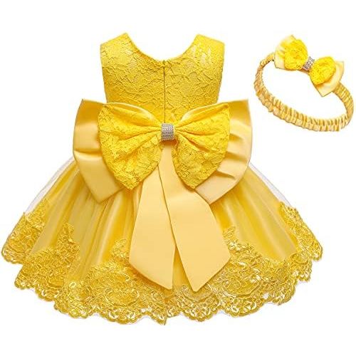Jup'Elle Baby Girl Dresses with Headwear Pageant Party Wedding Flower Girl Dress