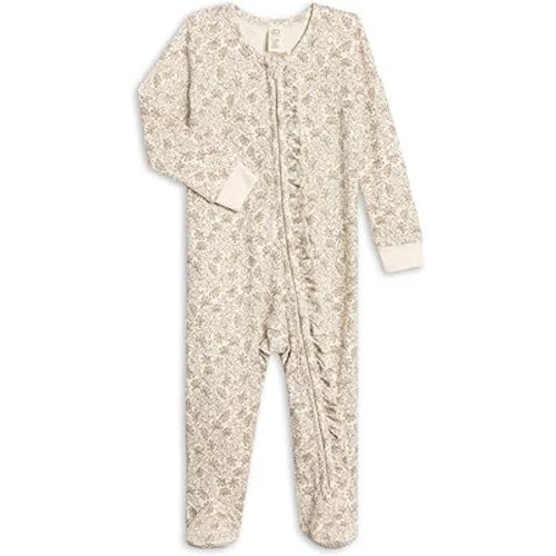 Colored Organics Baby Zip-Up Footed Sleeper with 2-Way Zipper - Newborn Organic Cotton Pajamas