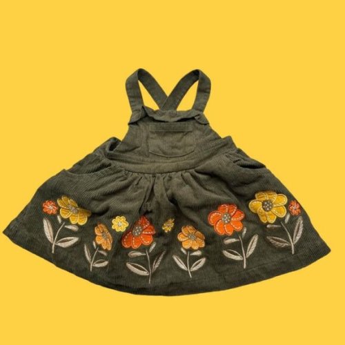 Baby Blueberi Boulevard Corduroy Infant Floral Print Jumper Dress-3/6 Months