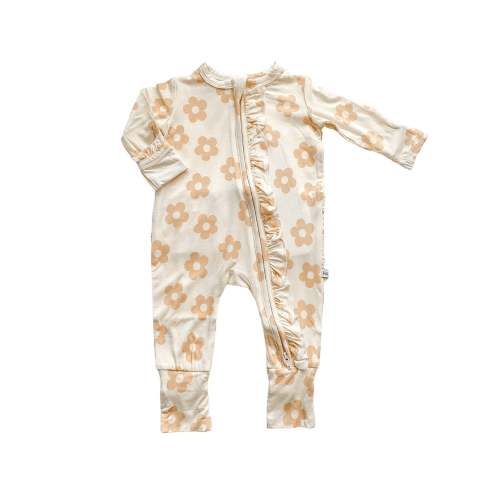 Ruffle Zipper One Piece - Blush Daisy