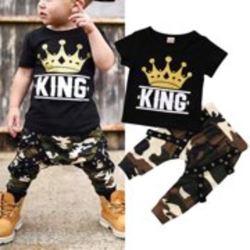 Newborn Kids Baby Boys Tops T-shirt Camo Pants 2PCS Outfits Set Clothes 0-5Years