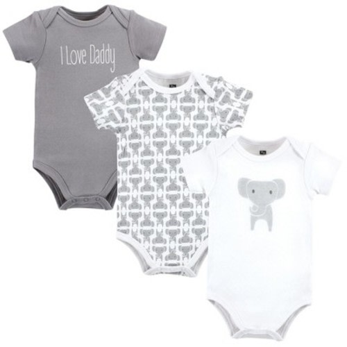Hudson Baby Infant Baby Cotton Bodysuits 3-Pack, Modern Elephant, 3-6 Months