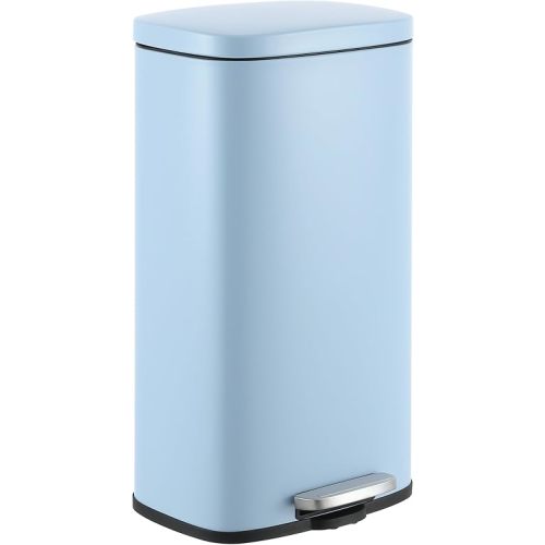 happimess HPM1011G Curtis 8-Gallon Step-Open Trash Can, Fingerprint Resistant, Modern, Minimalistic for Home, Kitchen, Laundry Room, Office, Bedroom, Bathroom, Tide Pool Blue