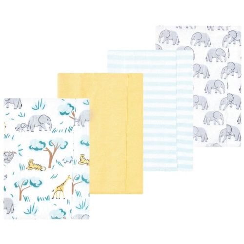 Luvable Friends Hudson Baby Flannel Burp Cloths 4pk, Jungle Safari