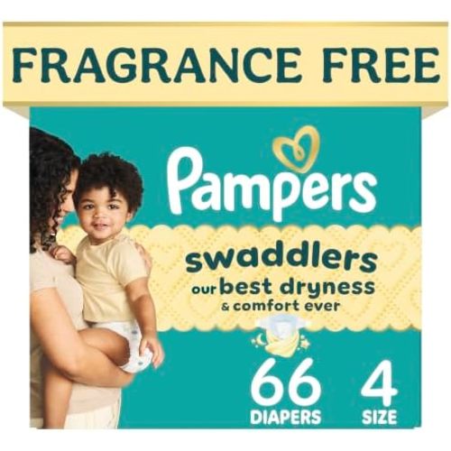 Swaddlers Diapers, Size 4 (15-34 lbs), 66 Count, Fragrance Free, Hypoallergenic, Absorbent, Pediatrician Recommended, Skin Safe