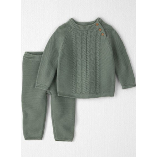 Baby 2-Piece Organic Cotton Cable Knit Top & Pant Set - Little Planet | Carter's