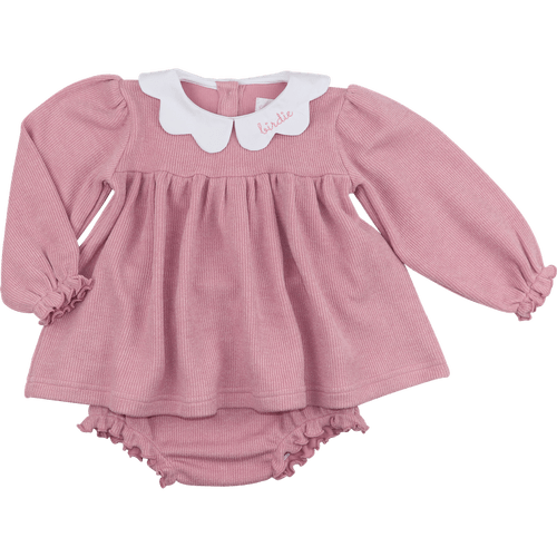 Pink Woven Scalloped Collar Sweater Diaper Set  - Cecil and Lou
