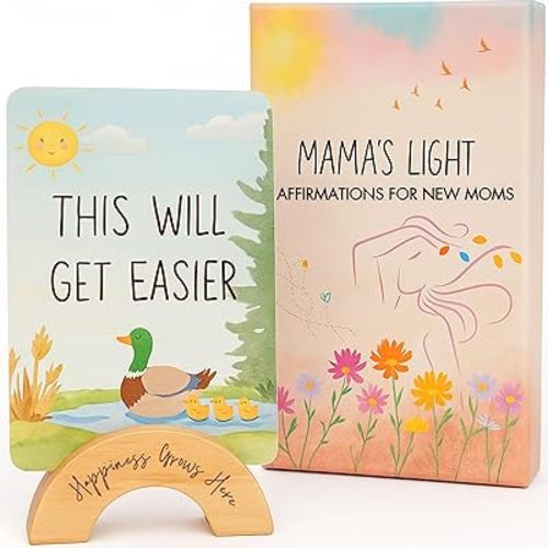 New Mom Affirmation Cards with Stand, Pack of 30, Postpartum Gifts for New Mom Self Care, Mama Gift for Women after Birth