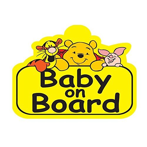 2 PCS Baby on Board Sticker – 4 Inch Cute Bear Cartoon Decal for Car Bumper, Truck, Laptop, Window, Door – Baby on Board Sign for Car Safety