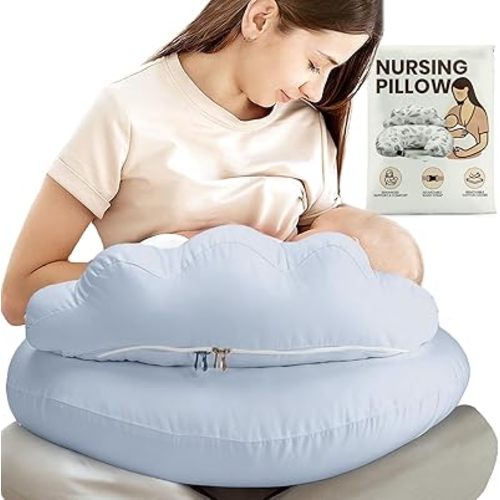 PILLANI Nursing Pillow, Breastfeeding Pillows for Enhanced Safety & Comfort for Mom & Baby, Removable Cotton Cover, Adjustable Waist Strap, Breastfeeding Essentials, Baby Registry Search