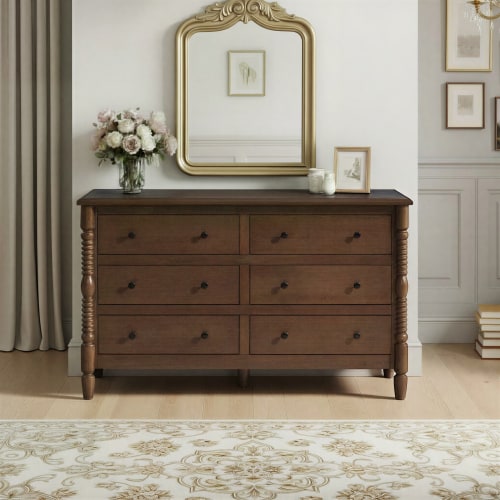 Vivienne 6-Drawer Easy Assembly Solid Wood Dresser | Walker Edison