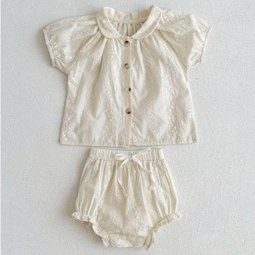 Embroidery Shirt & Ruffled Shorts Set - Shop Online at Belle Baby | Belle Baby