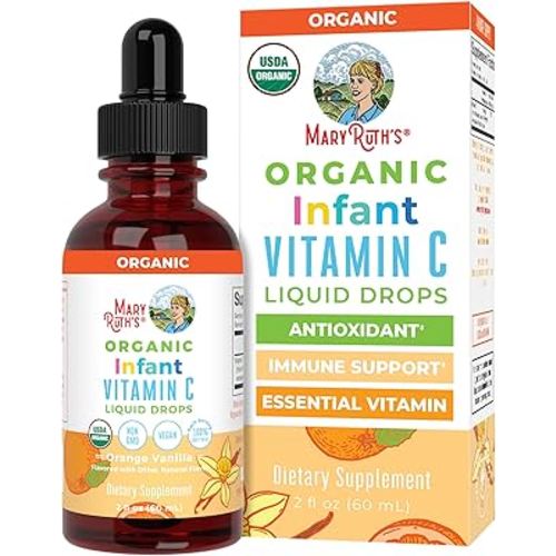 MaryRuth Organics Infant & Baby Vitamin C Supplement | USDA Organic Vitamin C Liquid Drops for Infants | Ages 6-12 Months | Immune Support | Overall Health | Vegan | Non-GMO | Gluten Free | 2 Fl Oz