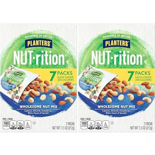 PLANTERS NUT-rition Wholesome Nut Mix, 7.5 oz Box - Cashews, Almonds and Macadamias Snack Mix - No_Artificial Flavors, No_Artificial Colors, No_Preservatives - Kosher - Pouches (Pack of 14)