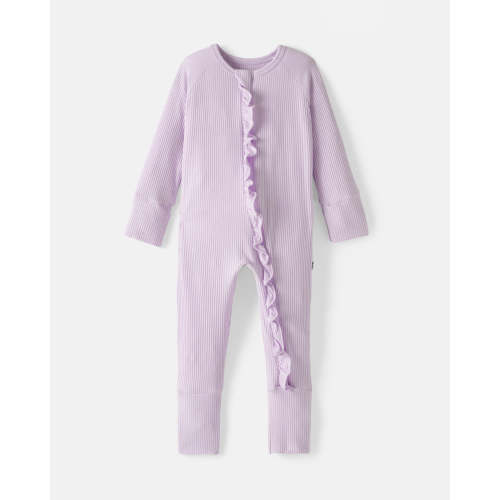 Misty Lavender Ribbed Ruffle Zippy | Little Sleepies