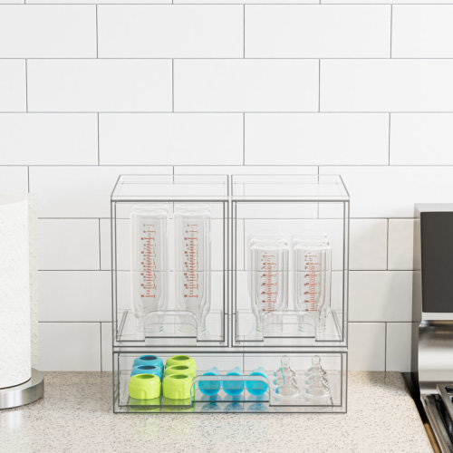 3-Pack Acrylic Baby Bottle Storage Organizer, Stackable Clear Drawer Container for Countertop, Vanity, Bathroom, Cabinet & Pantry, 2M1L, 10.9"H | Wayfair