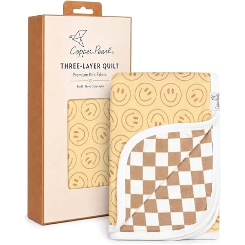 Copper Pearl 3-Layer Baby Blanket: Soft Baby Quilts for Boys and Girls | Breathable, Cozy, Toddler Blanket | Baby Quilt for Newborns | 46x46 Premium Polyester/Rayon | Vance