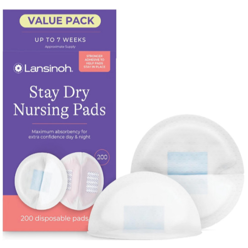 Lansinoh Stay Dry Disposable Nursing Pads, Soft and Super Absorbent Breast Pads, Breastfeeding Essentials for Moms, 200 Count