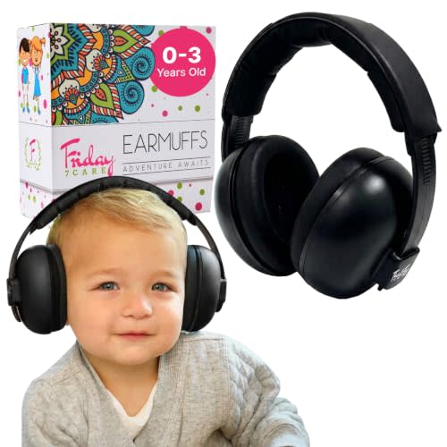Friday 7Care Baby Headphones - Baby Ear Protection, Noise Cancelling Headphones with Adjustable Headband for Ages 0-3 Years, Black