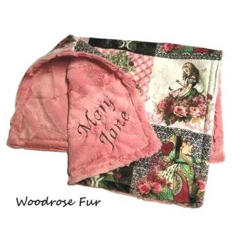 Alice in Wonderland Baby Gift, Minky Lovey Blanket for Newborn Baby Girl, Boho Wonderland Baby Shower Gift