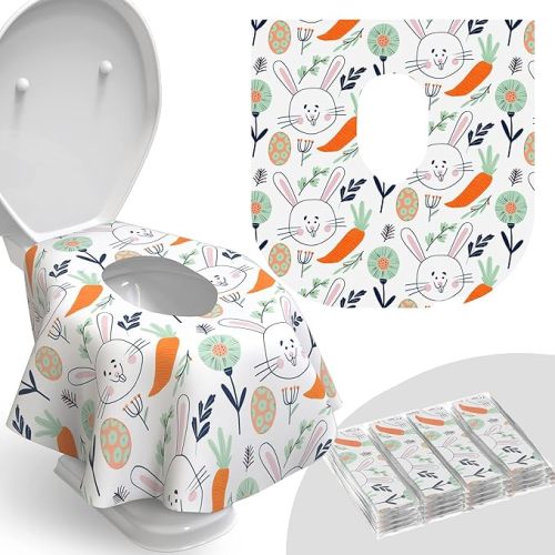 Relyo Disposable Toilet Seat Cover for Travel – 20 Pack with Covers Wrapped in Sets of 2, Non-Flushable Liners, Fits Most Seats – Kids, Toddlers, Adults (Dinosaurs, 20)