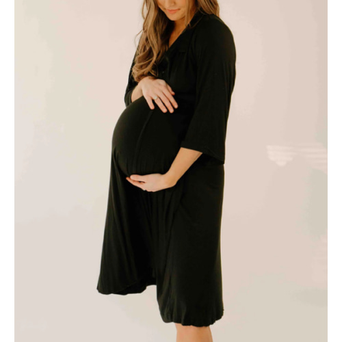 Lila Labor & Postpartum Gown in Black