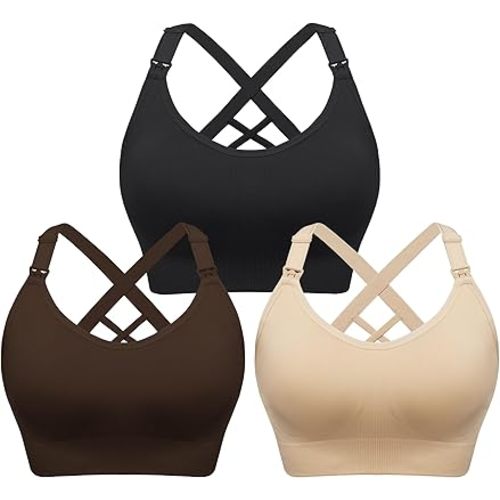 Angelhood Nursing Bras for Breastfeeding, Seamless Nursing Sports Bra Support Yoga Maternity Bras Pregnancy Sleep Bralette