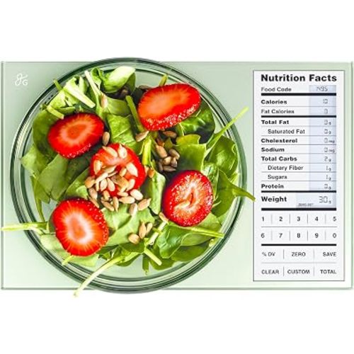 Greater Goods Digital Nutrition Scale – Accurate Macro and Calorie Tracking for Meal Prep, Weight Loss, and Healthy Eating | 2,000 Built-in Foods, Intuitive Nutrition Label Display, 11lb Cap, Green